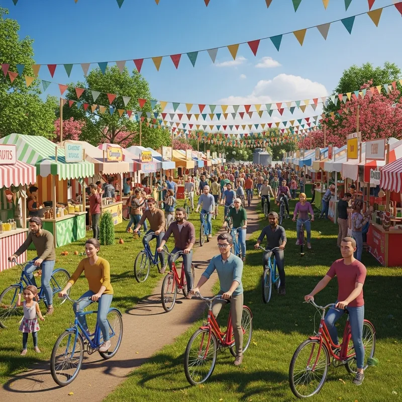 Colorful Festival 3D Model | Food Stalls, Bike Riding Excitement