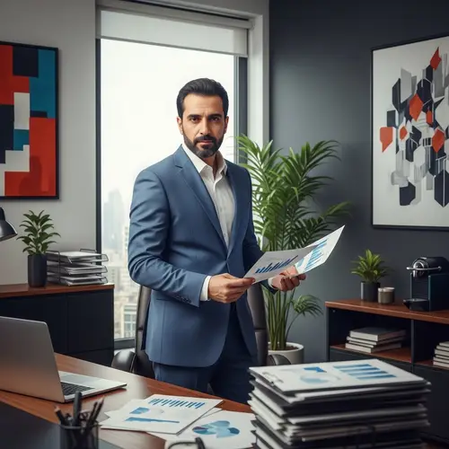 Professional Middle-Eastern Male Financial Director in Modern Office