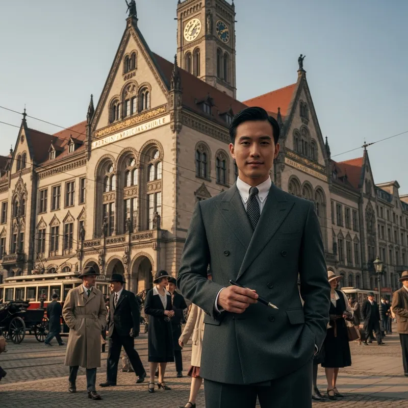 Confident Asian Male Student at Berlin Medical School 1925 Confident Asian Male Student at Berlin Medical School 1925