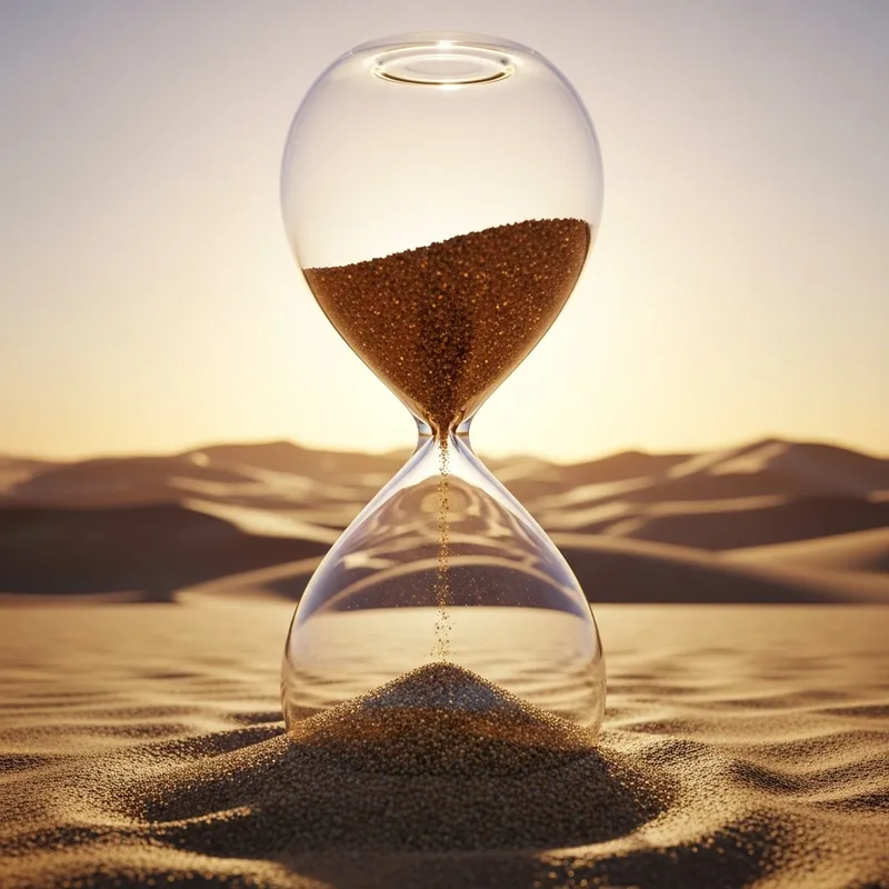 The Sands of Time - Symbolic Hourglass in Desert The Sands of Time - Symbolic Hourglass in Desert