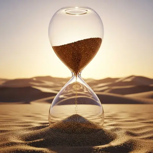 The Sands of Time - Intricately Designed Hourglass in Desert
