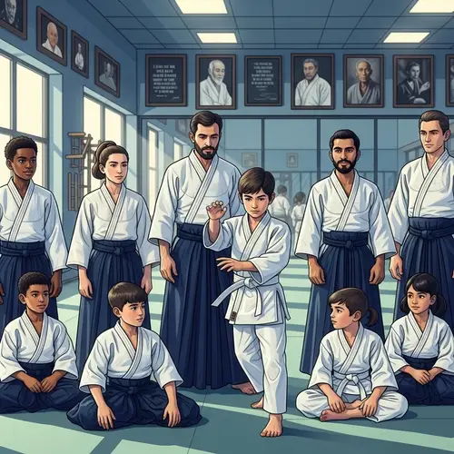 Diverse Children & Teenagers Practicing Aikido in Inspiring Setting