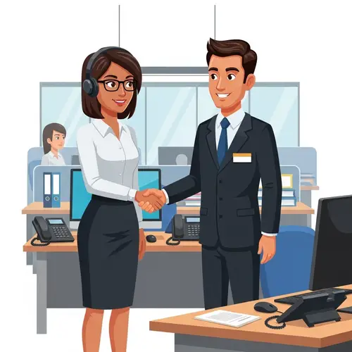 Professional Customer Service Reps Handshake Animation