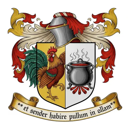 Traditional Chicken and Cooking Pot Coat of Arms