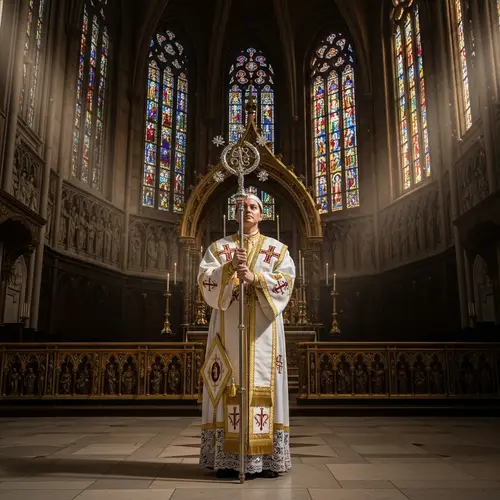 Ceremonial Religious Leader in Decorated Chapel
