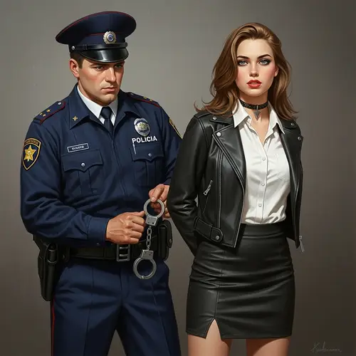 Contrasting Encounter: Law Enforcement Officer and Defiant Woman