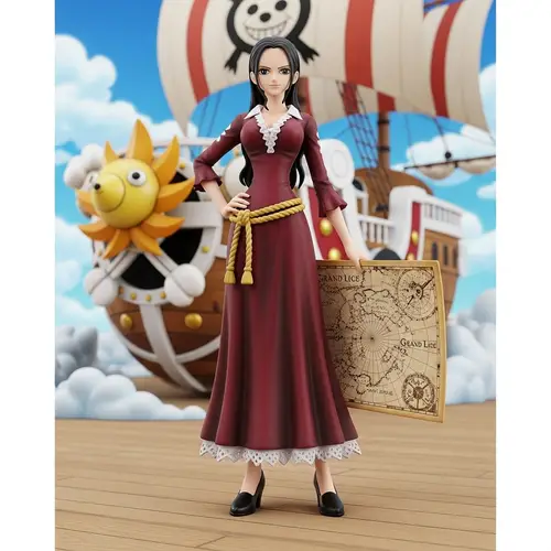 Stylish Robin from One Piece in Burgundy Dress