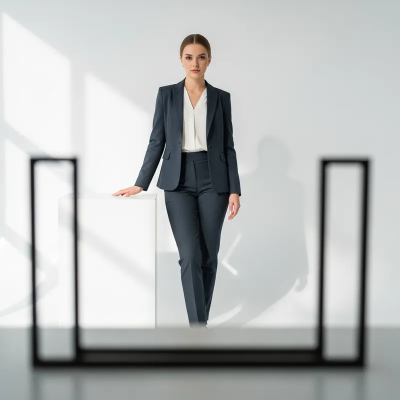 Elegant Business Suit Photoshoot in White Studio Elegant Business Suit Photoshoot in White Studio