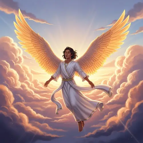 Male Angel Soaring in Ethereal Sky | Divine Tranquility