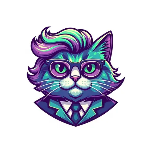 Cute Trump-Cat Logo | Violet Blue Green Palette