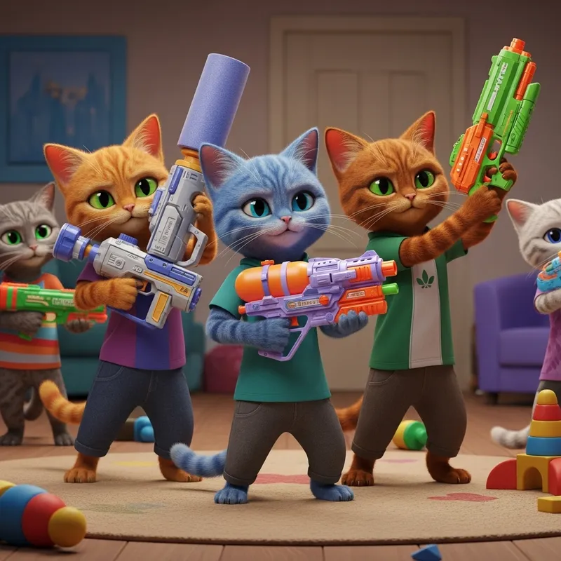 Fierce Feline Warriors Armed with Futuristic Blasters