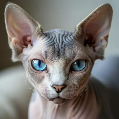 Sphinx Cat with Striking Blue Eyes