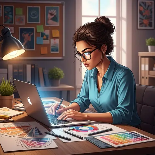Dedicated South Asian Female Designer: Immersed in Digital Art Creation