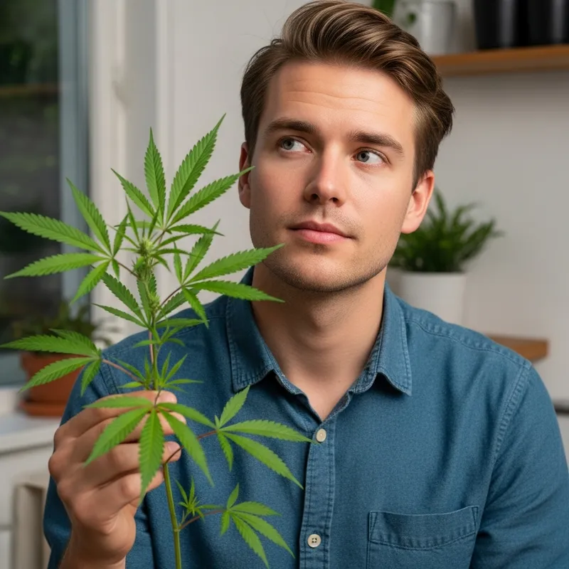 Danish Man Holding Cannabis Plant