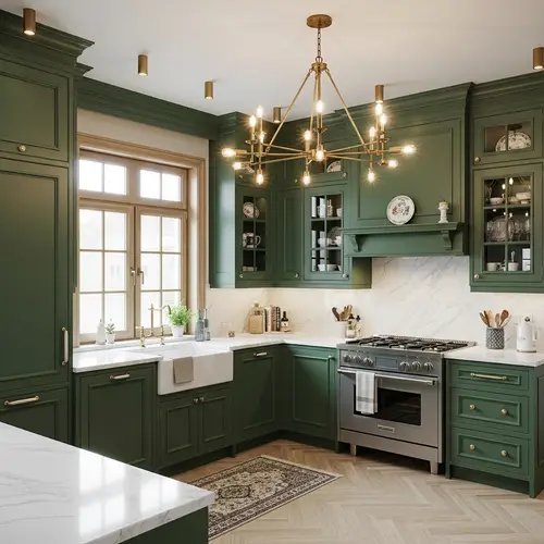 Classic Green Kitchen Design | Functional & Elegant Cabinets