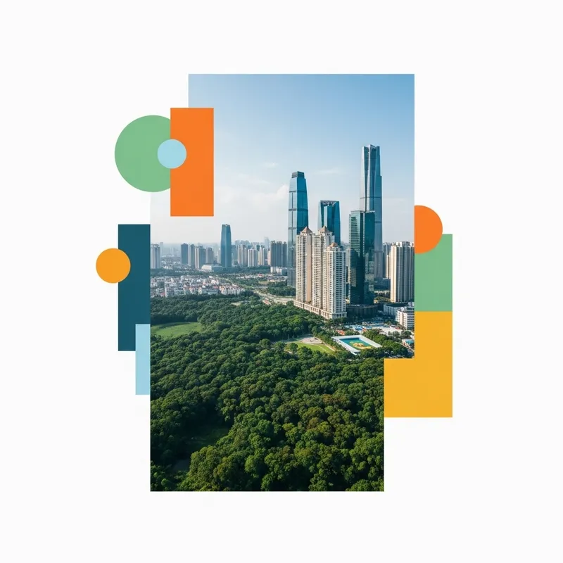 Vibrant Nature-Inspired Urban Development Collage