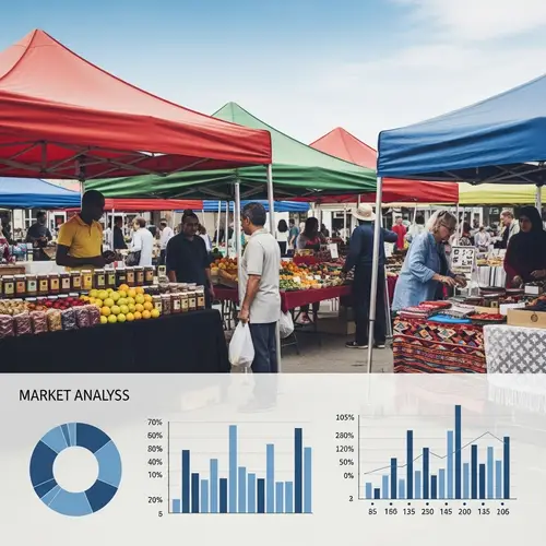 Diverse Market Scene with Colorful Tents & Activities