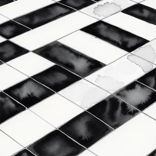 Watercolor Painting: Black & White Rhombus Floor Pattern