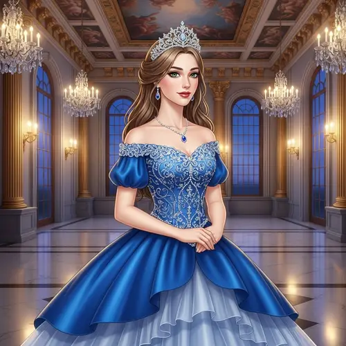 Majestic Princess with Elegant Ballgown and Lush Lashes