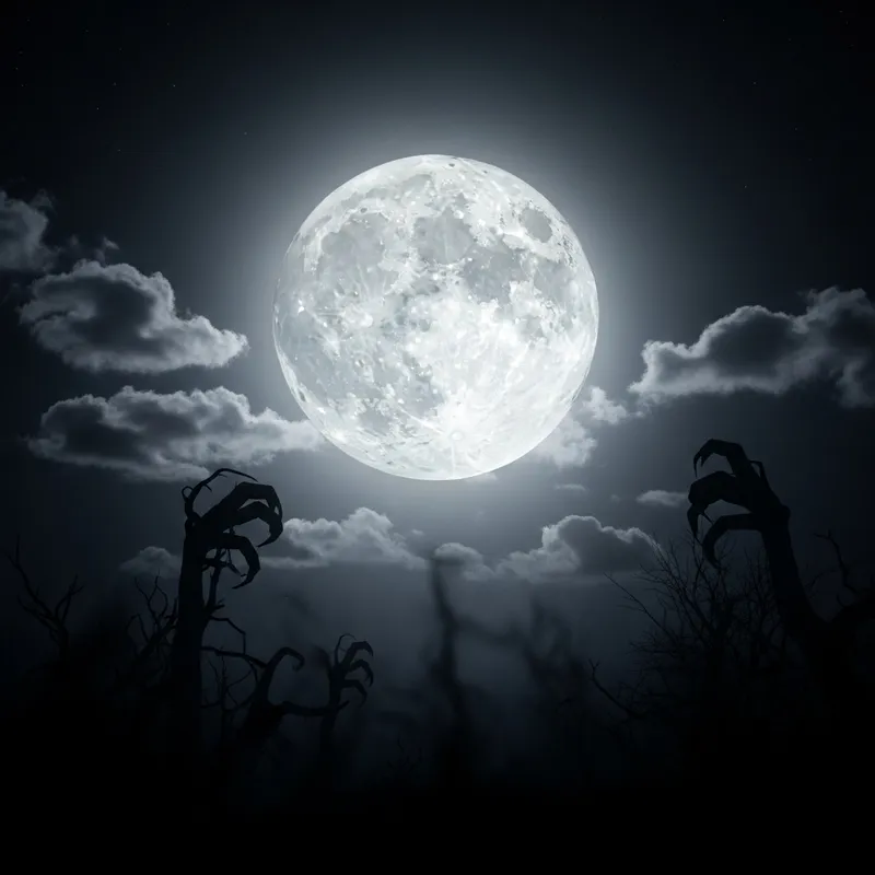 Creepy Moon Casting Eerie Shadows in Night Sky
