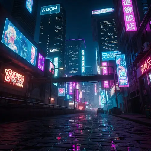 Futuristic Cityscape Alive with Neon Lights | Cyberpunk Aesthetic