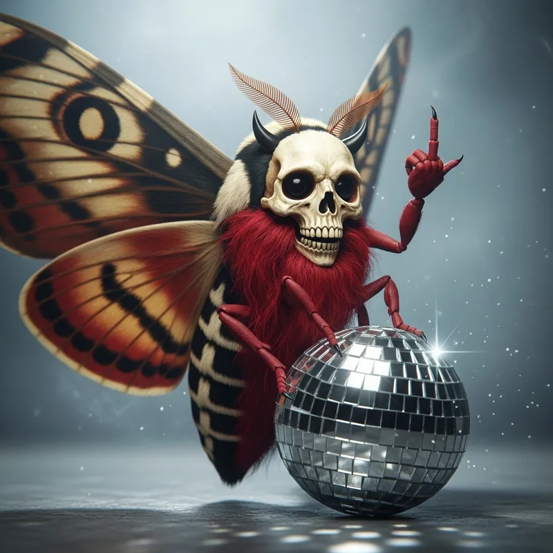 Defiant Death Moth with Crimson Beard and Devil Horns