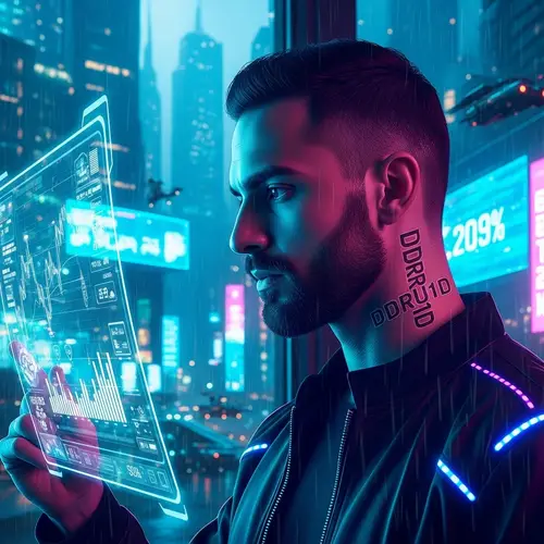 Cyberpunk Portrait: Trading Cryptocurrency in Neon Environment