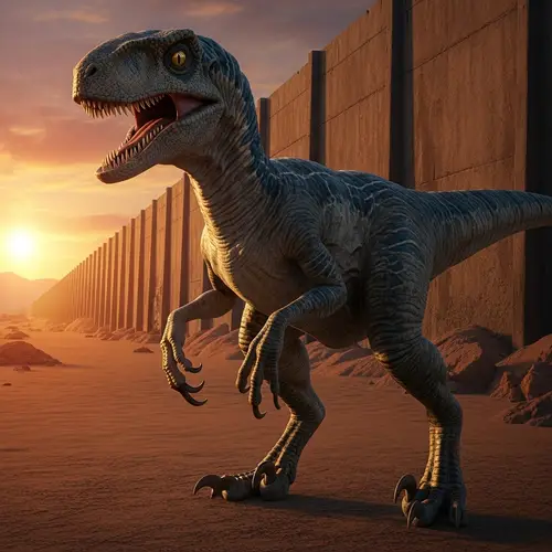 Fierce Velociraptor at Mexican Border | Dinosaur Encounter