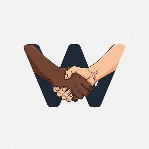 Diverse Handshake Logo: Unity in 'W' Letter Design