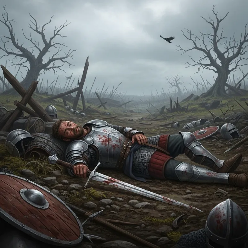 Sacrificed Warrior on the Battlefield: A Dramatic Conflict Scene