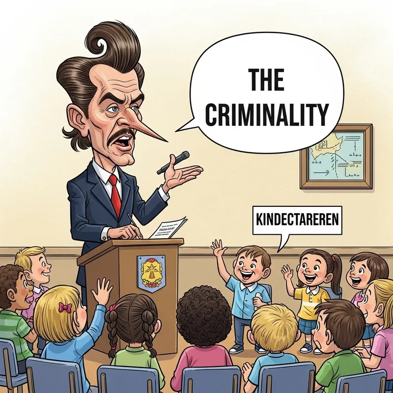 Criminality Lecture by Epstein Lookalike - Political Caricature