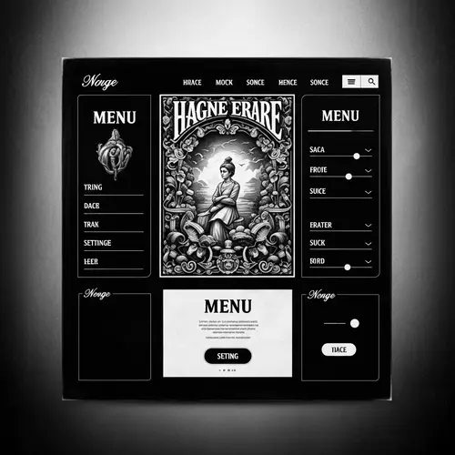 Vintage Black and White Website Interface with Chiaroscuro Lighting