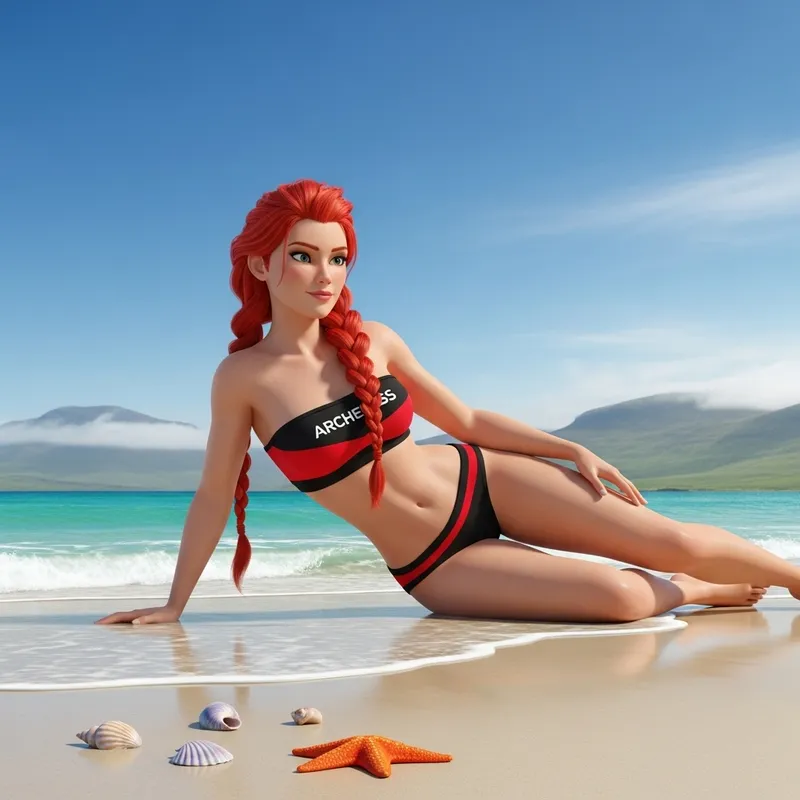 Mérida Style Adidas Bikini Beach Scene | Brave Pixar Animation