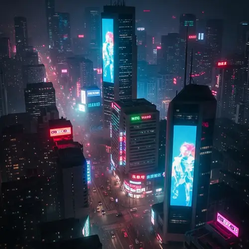 Futuristic Cityscape with Vibrant Neon Lights | Cyberpunk Aesthetic