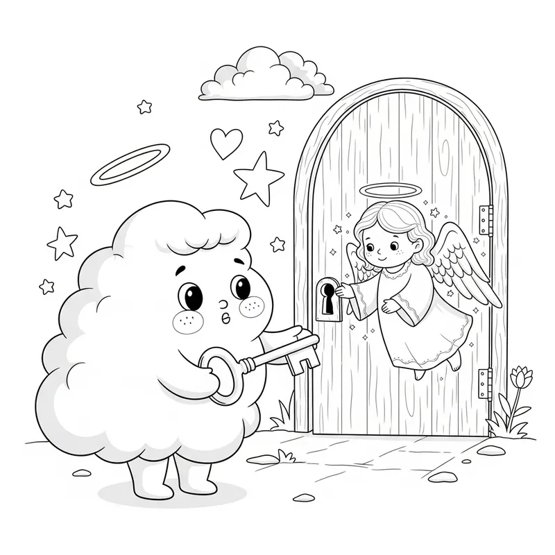Enchanting Cloud Coloring Page - Innocence & Wonder