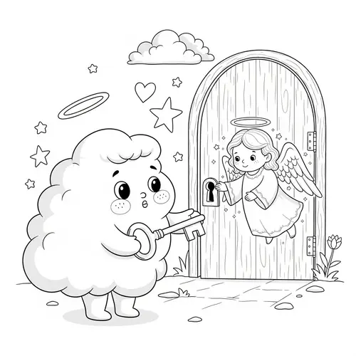 Whimsical Cloud Coloring Page | Heartwarming Illustration