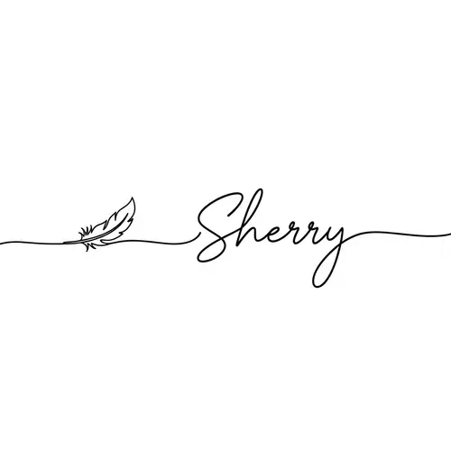Minimalist Single-Line Drawing 'Sherry' on White Canvas