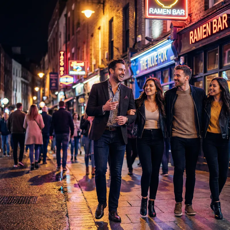 Vibrant Night Out: Urban Friends & Neon Lights Vibrant Night Out: Urban Friends & Neon Lights