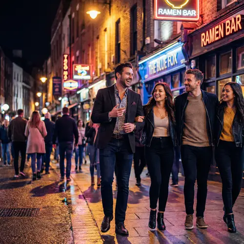 Vibrant Night Out: Urban Friends & Neon Lights