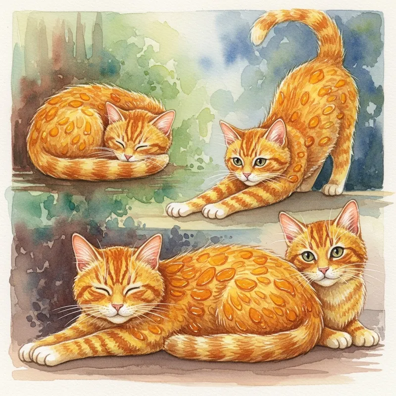 Soft Muted Watercolour Cats: Marmalade Fur Beauty