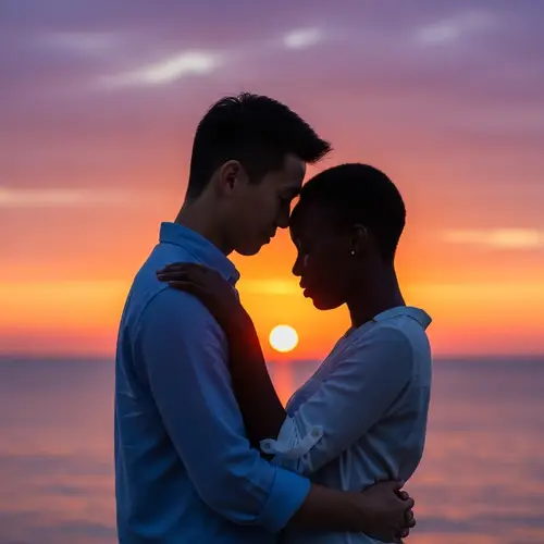 Intimate Embrace at Majestic Sunset | Tranquility & Unconditional Love