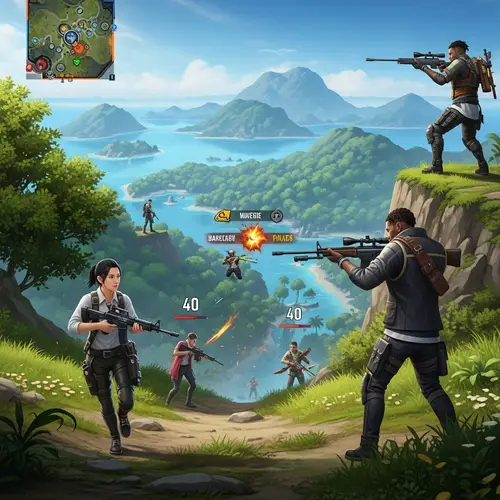 Epic Free Fire Battle Royale Scene: Intense Island Showdown