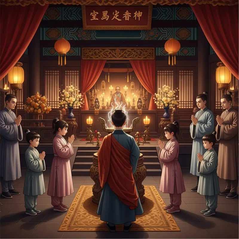 Ancient Chinese Imperial Palace Ritual with Young Boys and Girls