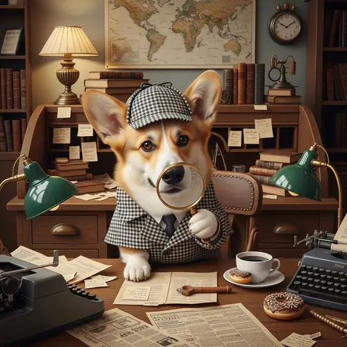Corgi Detective - Adorable Dog Solving Clues