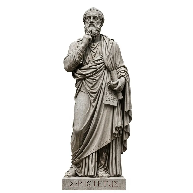Stone Sculpture of Epictetus: Lifelike Greek Philosopher Statue