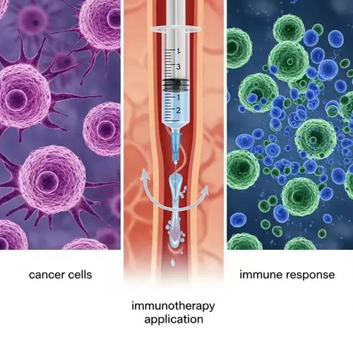 Immunotherapy Process Diagram with Cancer Cells and Immune Response