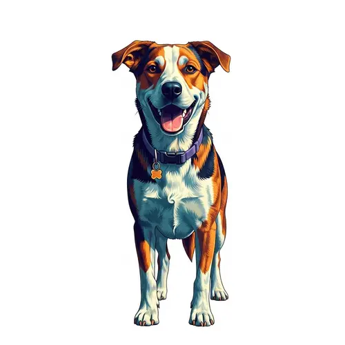 Two-Dimensional Standing Dog Image | Full of Life and Happy Spirit