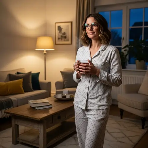 Tall Woman in Pajamas | Domestic Evening Setting