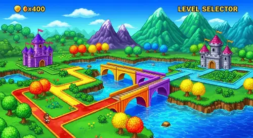 Colorful Level Selector Map for Super Mario 3