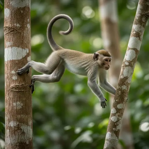 Vivid Monkey in Rainforest: Agile and Curious Creature